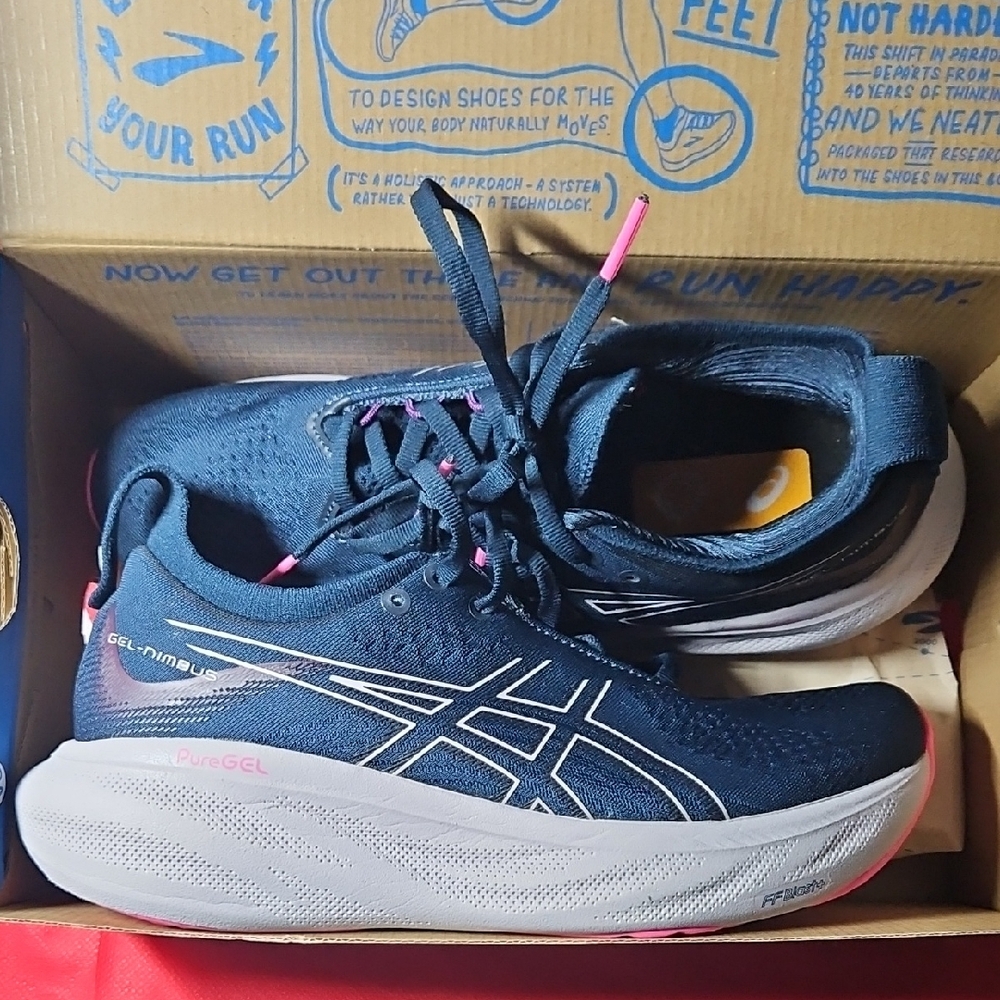 ASICS Gel-Nimbus Running Shoes - Navy and Pink